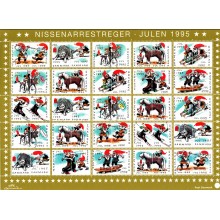 1995. Danmark. Julemærker, ufoldet helark. Nissenarrestreger.